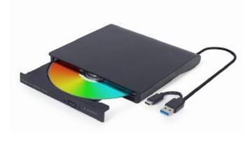 Externá DVD RW mechanika, USB 3.1 + typ C pripojenie, čierna, Gembird
