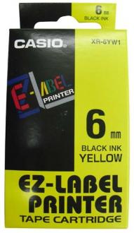 páska CASIO XR-6YW1 Black On Yellow Tape EZ Label Printer (6mm)
